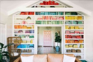 bookshelf organized