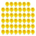 TUPARKA 46 Pcs Mini Easter Chicks Yellow Easter Chenille Chicks Cute Fully Easter Chicks Baby Chicks for Easter Party, Easter Egg Bonnet Decoration