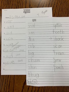 Isabelle's spelling assessment and check-in