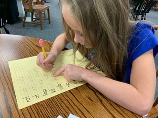 student writing